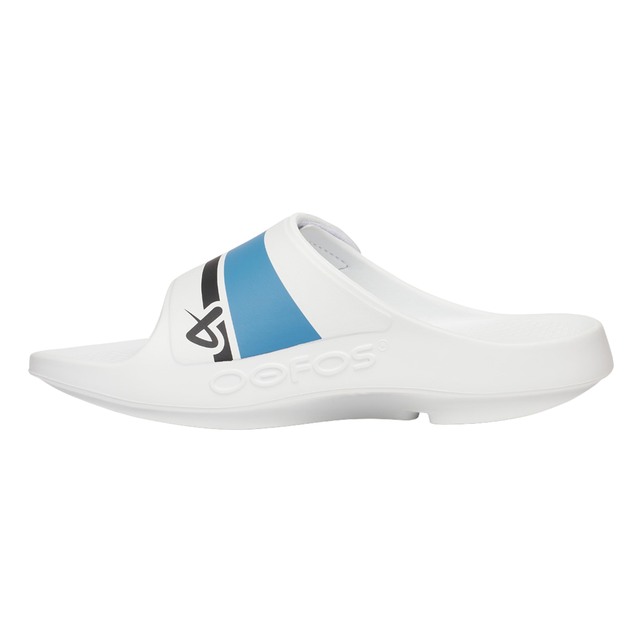 S25 BAUER OOFOS SPORT FLEX SLIDE SENIOR WHITE/BLUE