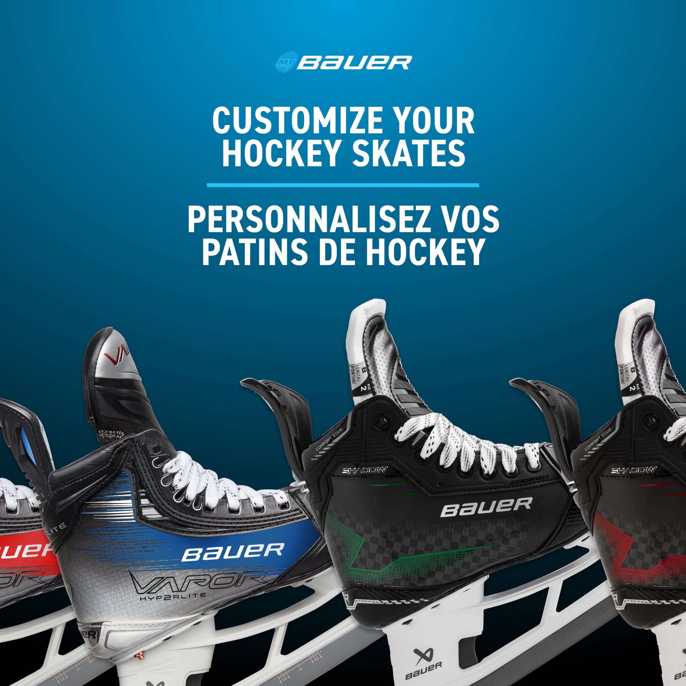 Patins De Hockey Bauer X4.0 - Taille 42 EE - Neufs, Gris